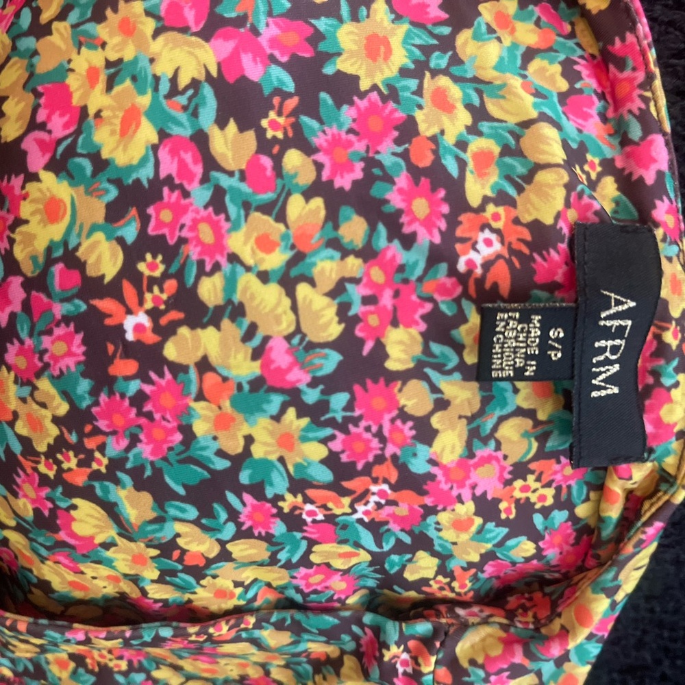 NEW AFRM Pink and Yellow Floral Long Sleeve Bodysuit - Picture 7 of 9